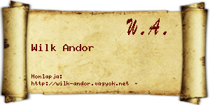 Wilk Andor névjegykártya
